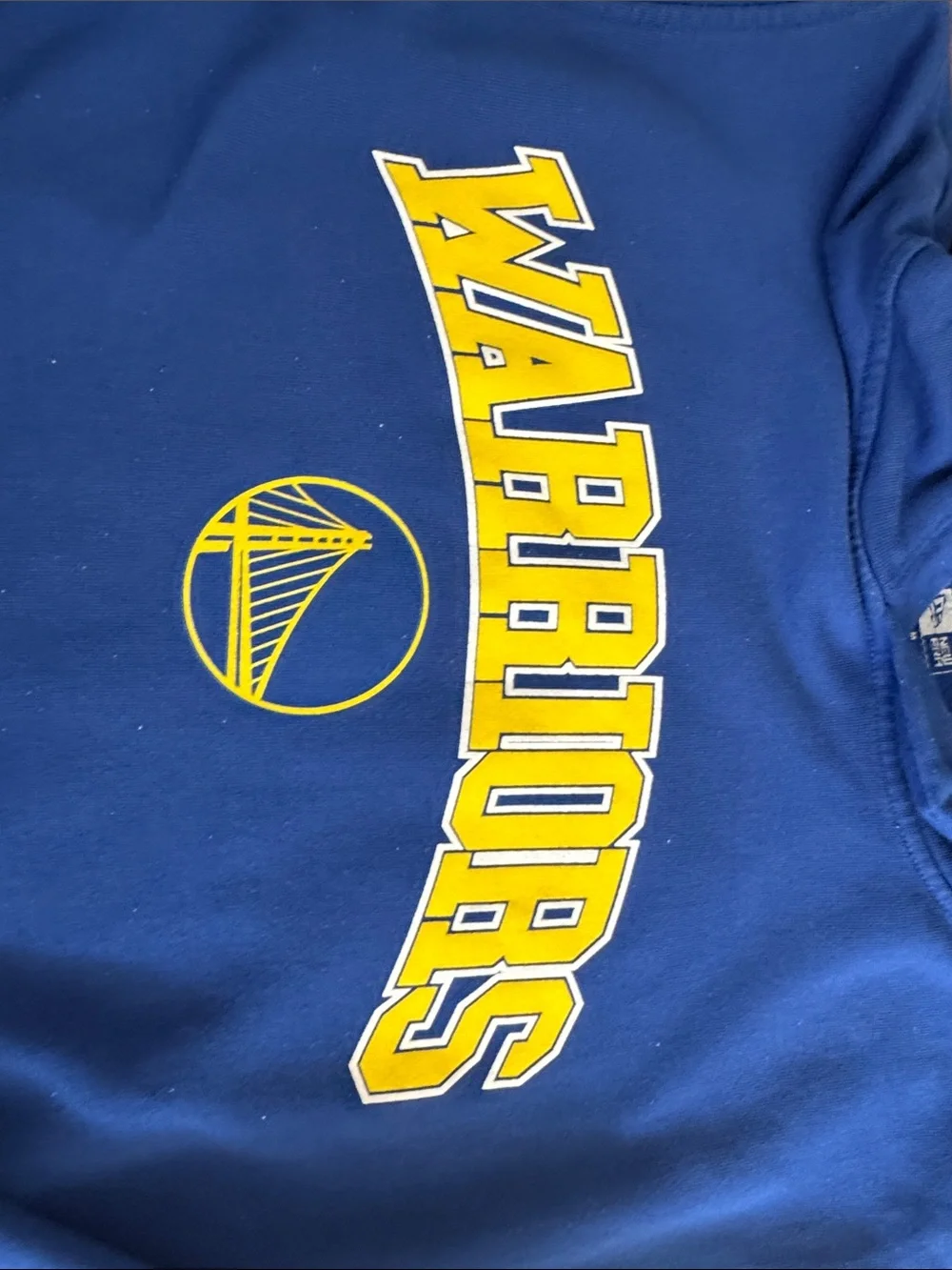 Fanatics Blue Warriors Pullover Hoodie with Yellow Logo